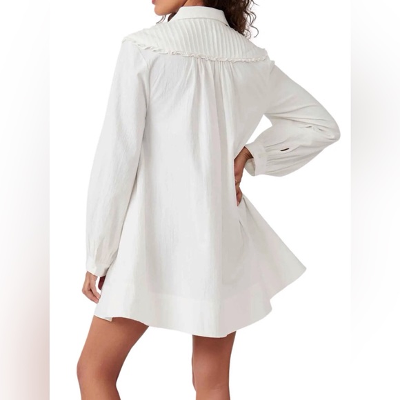 NWT Free People Cherry Buttondown Ruffled Mini Dress - Picture 2 of 6